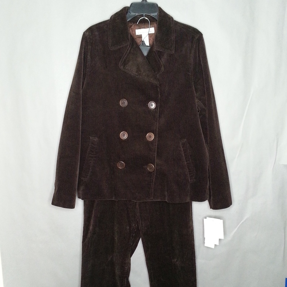 NWT Jones New York Sport Jacket Pant Brwn Corduroy